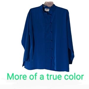 Ariel Vintage Blue Flowy Blouse Size 1X